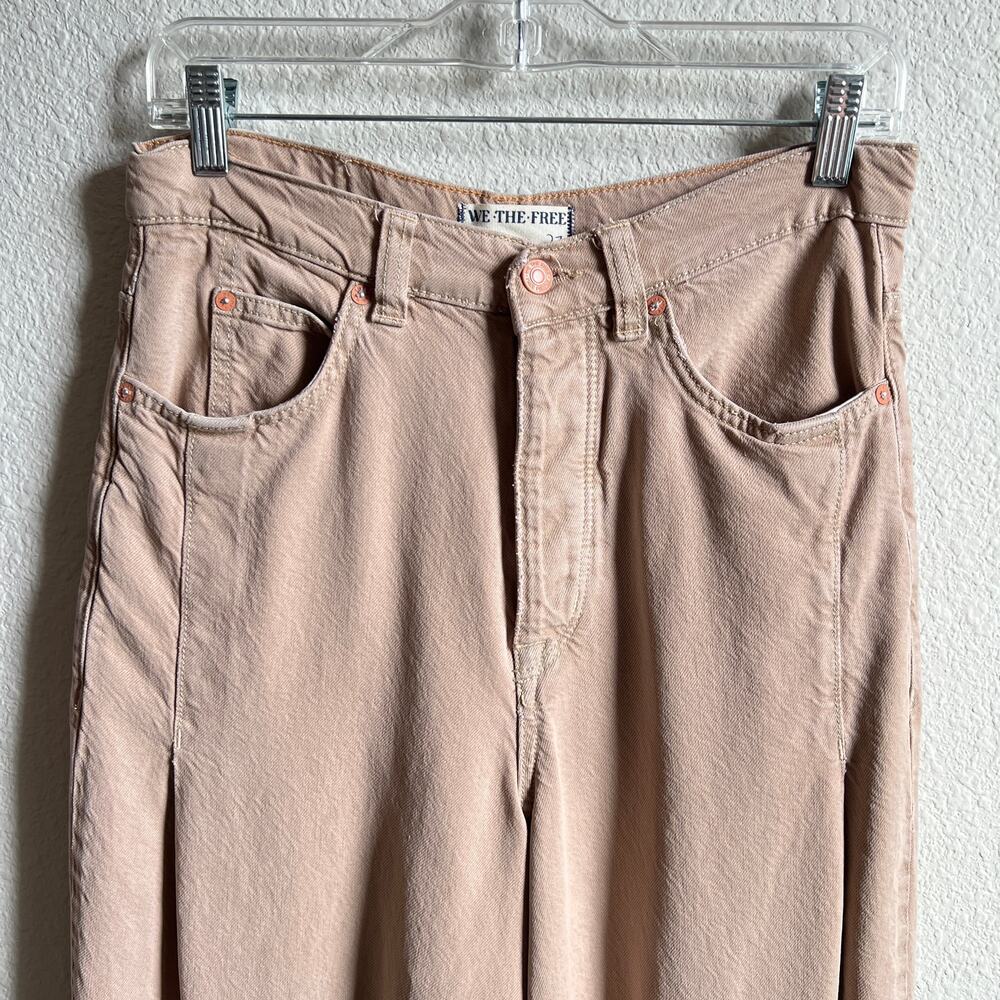 We the Free People Old West Slouchy Tan Wide Leg High Rise Jeans Women's 27 - Picture 3 of 7